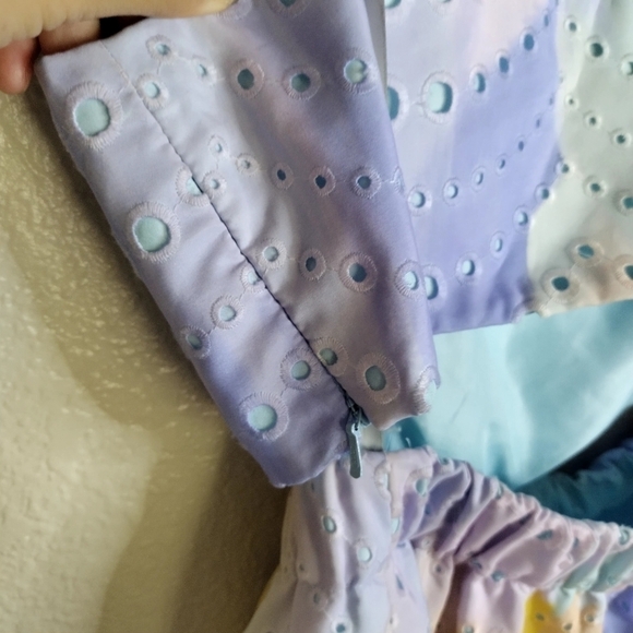 ML Monique Lhuillier Poplin Eyelet Cutout Midi Dress Sz 2 - Picture 11 of 12